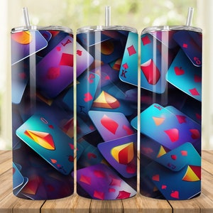3D Playing Cards Seamless 20 oz Skinny Tumbler Sublimation Design, Card Tumbler Wrap, 3d Tumbler Wrap, 3d Tumbler Design, Cards Tumbler Wrap