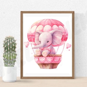 Watercolor Elephant, Baby Elephant Clipart, Baby Elephant With Balloons ...