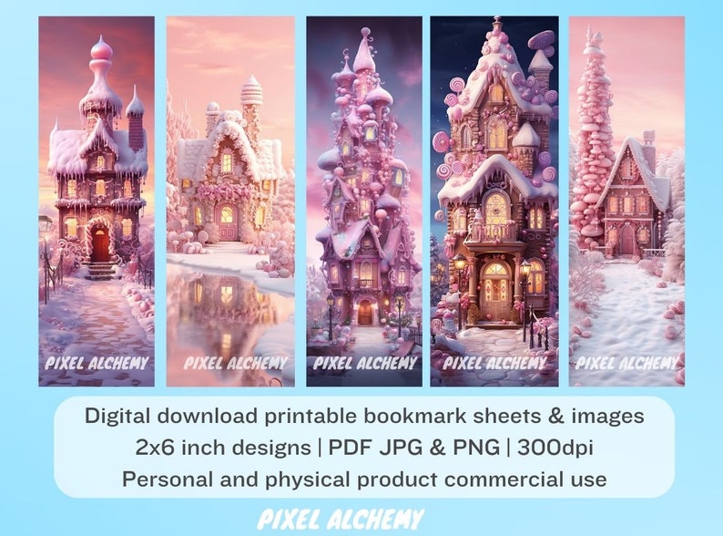 Christmas Bookmark Printable, Christmas Bookmark, Digital Download Bookmark Sheets PDF, Print and Cut Bookmark Set, PNG Bookmark Sublimation image 3