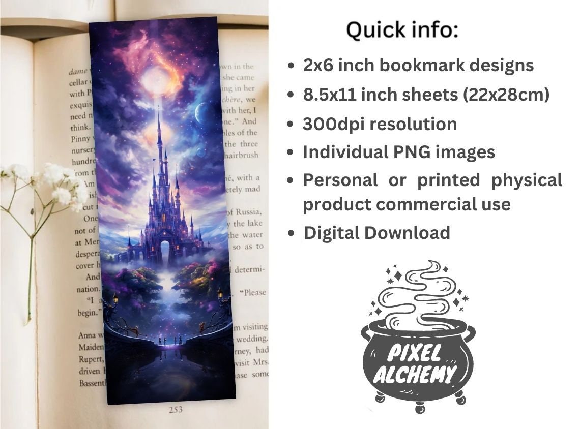 Fantasy Bookmarks Printable Bookmarks, Digital Download Bookmark Sheets