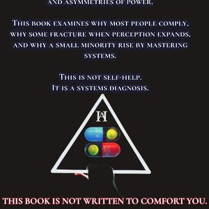 Puede incluir: Portada de libro con texto sobre sociedad, inteligencia y sistemas. La portada presenta un tri&aacute;ngulo blanco con una "H" estilizada en su interior, y dos c&aacute;psulas de pastillas, una azul y amarilla, la otra roja y amarilla. Tambi&eacute;n se incluye el nombre del autor, Connor D. Sullivan.