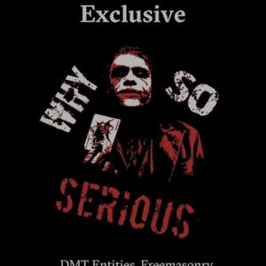 May include: Black book cover with the text "A Hidden Amuraka Exclusive." The image features a stylized portrait of a person with white face paint and red lipstick. The words "WHY SO SERIOUS" are also displayed.
