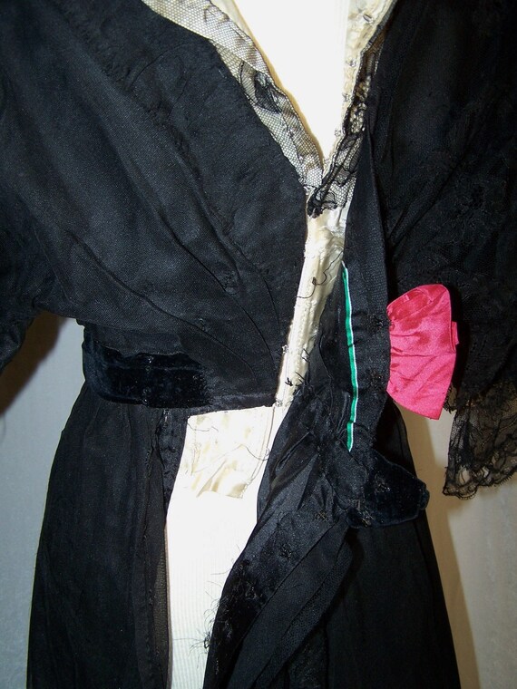 ANTIQUE Vintage 1910s EDWARDIAN Black Lace & Silk… - image 7
