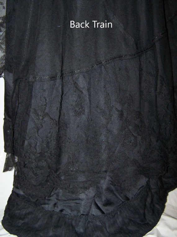 ANTIQUE Vintage 1910s EDWARDIAN Black Lace & Silk… - image 8