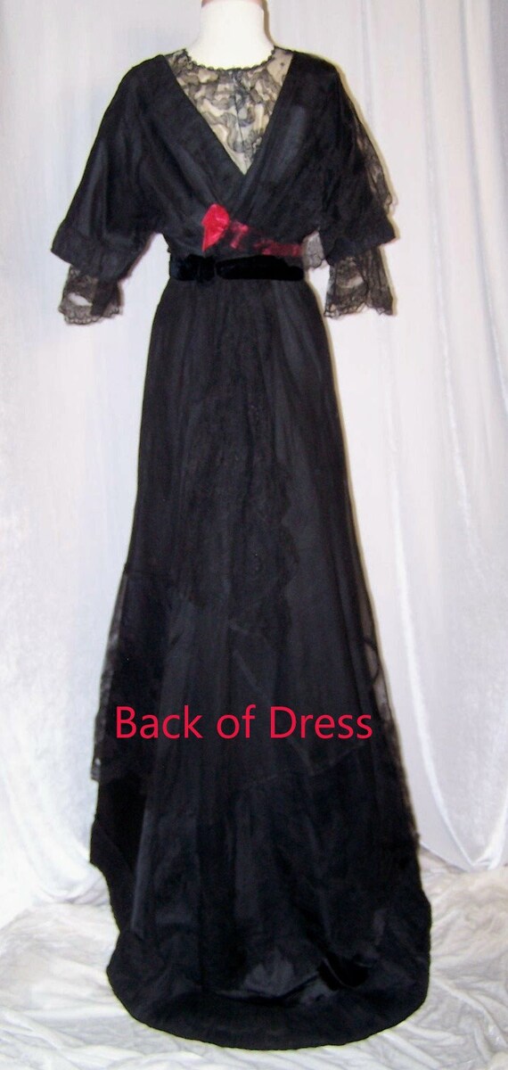 ANTIQUE Vintage 1910s EDWARDIAN Black Lace & Silk… - image 3