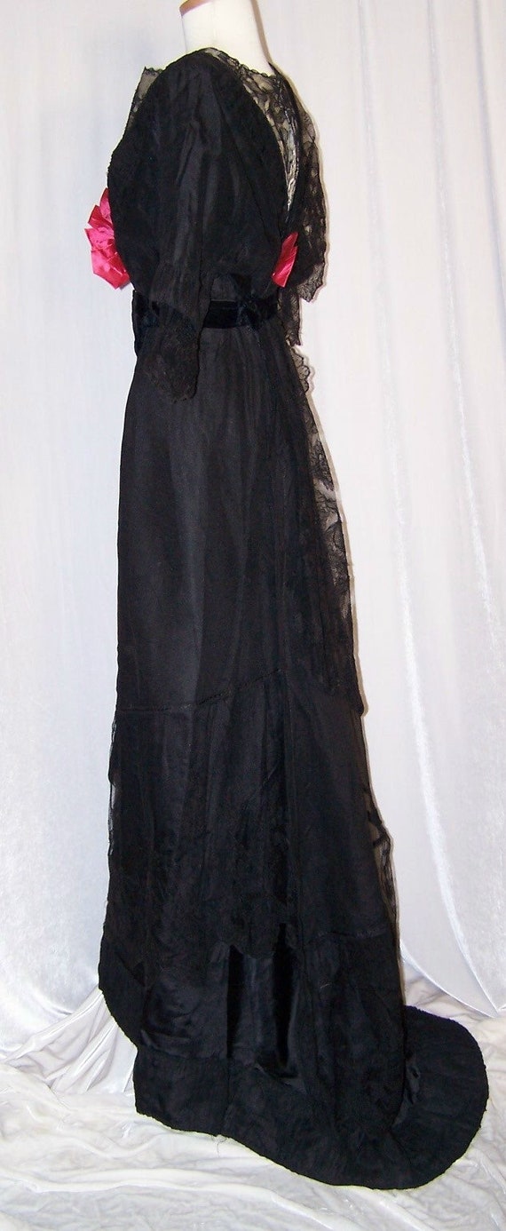 ANTIQUE Vintage 1910s EDWARDIAN Black Lace & Silk… - image 4