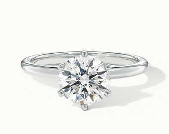 4 Carat 6 Prong Round Solitaire Engagement Ring, Best Moissanite Ring, Wedding Rings For Women, Diamond Ring Anniversary, Gold Promise Rings