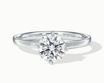 2 Carat 4 Prong Round Diamond Ring, Solitaire Engagement Ring, Lab Grown Diamond Ring, Women'S Wedding Rings, Anniversary Rings For Her