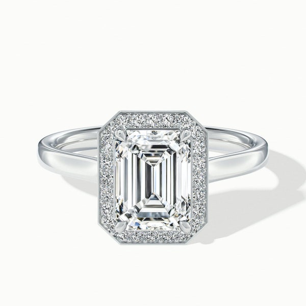 5 Carat Emerald Cut Halo Engagement Rings, Lab Grown Diamond Rings, Wedding Rings For Women, Gold Anniversary Rings, Promise Rings For Her