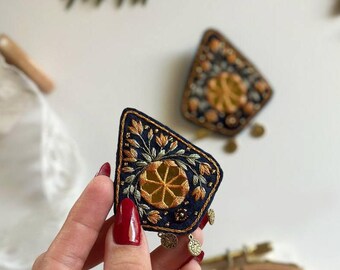 Embroidered Persian Earrings, Spring Floral Artistry, Mother's day gift