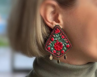 Handmade Persian Embroidered Earrings – Cultural Gift for Mother's day