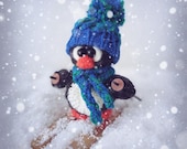 Loom knitting PATTERN Waddles the small penguin. With video tutorial.