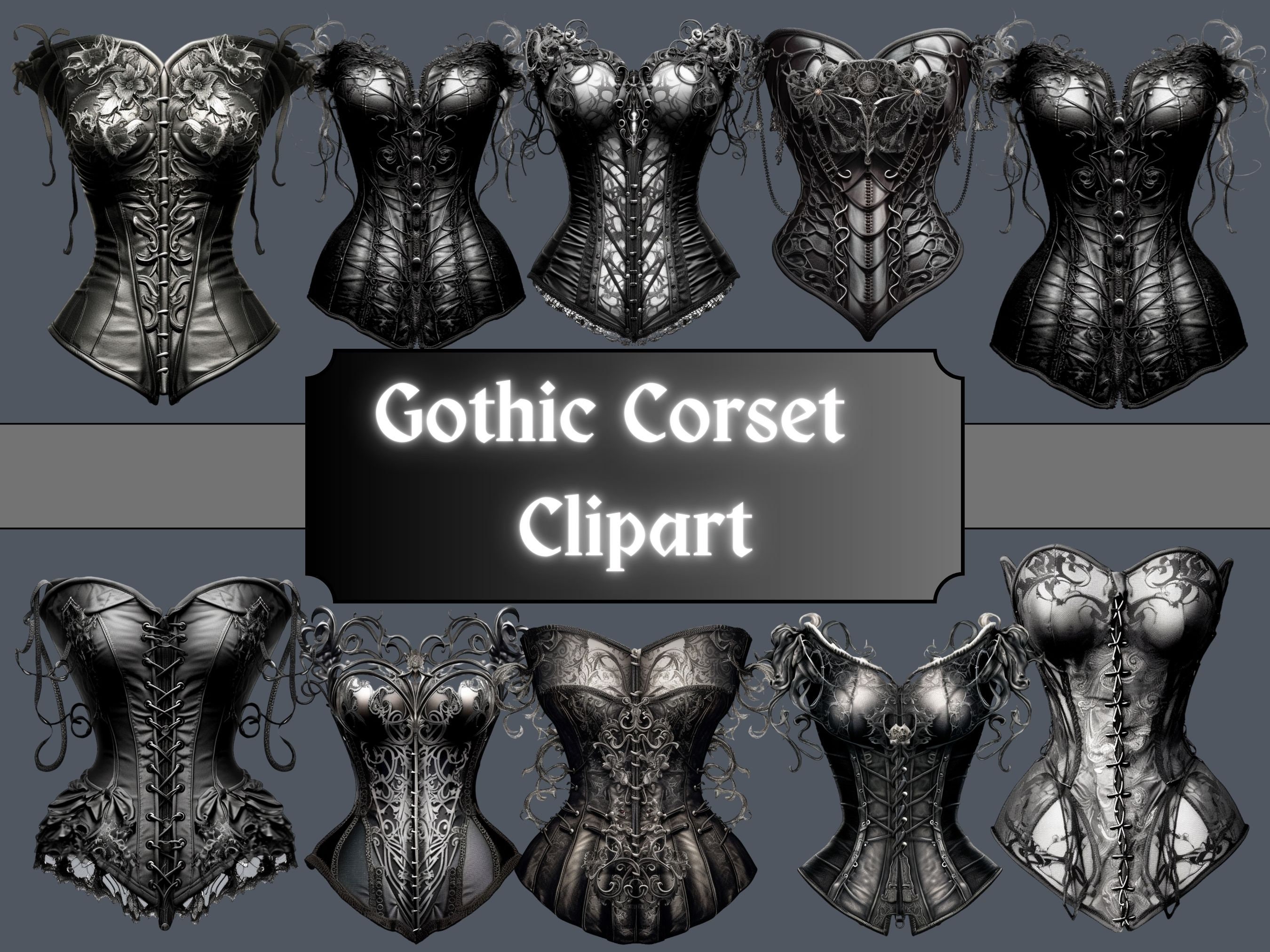 Gothic Corset Clipart Dark Fantasy Girdle Clip Art Victorian - Etsy