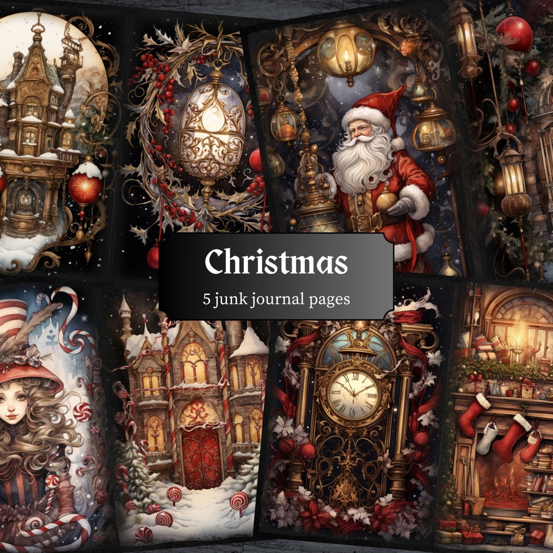Christmas Junk Journal Pages, Xmas Scrapbook Page, Dark Fantasy Journal ...