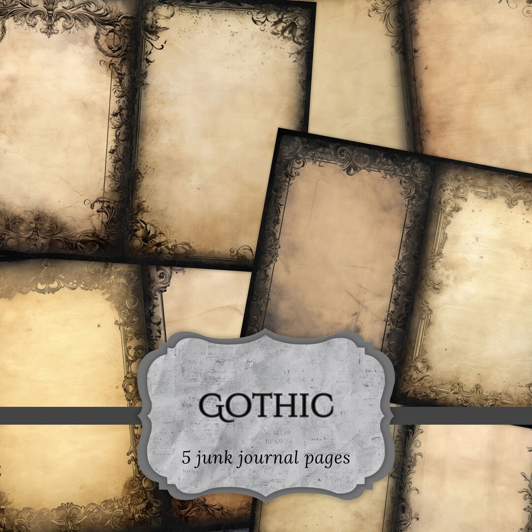 Gothic Plain Junk Journal Pages, Dark Scrapbook Page, Victorian Journal ...