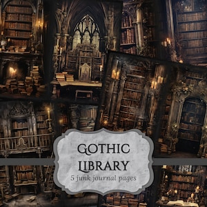 Gothic Library Journal Pages, Dark Academia Scrapbooking Page, Fantasy Journal Pages, Printable Paper, Collage Sheet, Digital Download