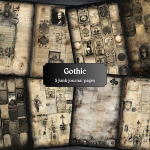 Gothic Junk Journal Pages, Dark Fantasy Scrapbook Page, Occult Journal Page, Printable Paper Collage Sheet Digital Download