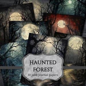 Haunted Forest Junk Journal Papiere, Gothic Woodland Scrapbooking Seite, Dark Journal Papier, bedruckbares Papier, Collage Sheet, digitaler Download