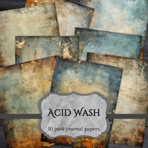 Acid Wash Junk Journal Papers, Blank Scrapbook Page, Vintage Journal Pages, Neutral Printable Paper, Collage Sheet, Digital Download