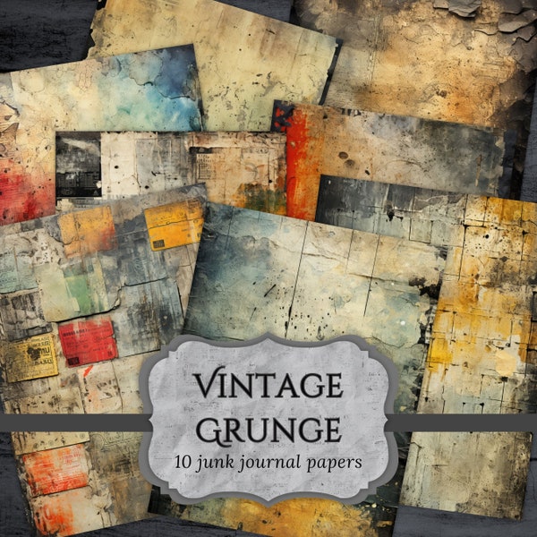 Vintage Grunge Plain Junk Journal Papers, Textures Scrapbook Page, Patchwork Journal Page, Printable Paper, Collage Sheet, Digital Download