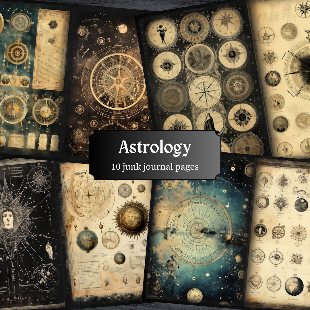 Astrology Junk Journal Pages Zodiac Scrapbook Page Celestial Etsy