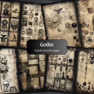 Gothic Junk Journal Pages, Dark Fantasy Scrapbook Page, Occult Journal Page, Printable Paper Collage Sheet Digital Download