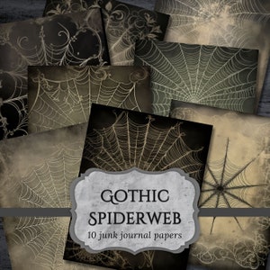 Gothic Spiderweb Junk Journal Papers, Cobweb Scrapbook Page, Witch Fantasy Journal Pages, Printable Paper, Collage Sheet, Digital Download