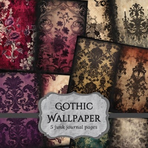 Gothic Wallpaper Junk Journal Seiten, viktorianische Scrapbook Seite, Dark Fantasy Journal Seiten, druckbares Papier, Collage Sheet, digitaler Download