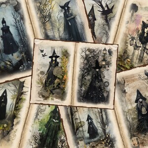 Forest Witch Junk Journal Pages Gothic Witchy Junk Journal Ephemera, Vintage Scrapbook Page Printable Paper Collage Sheet Digital Download