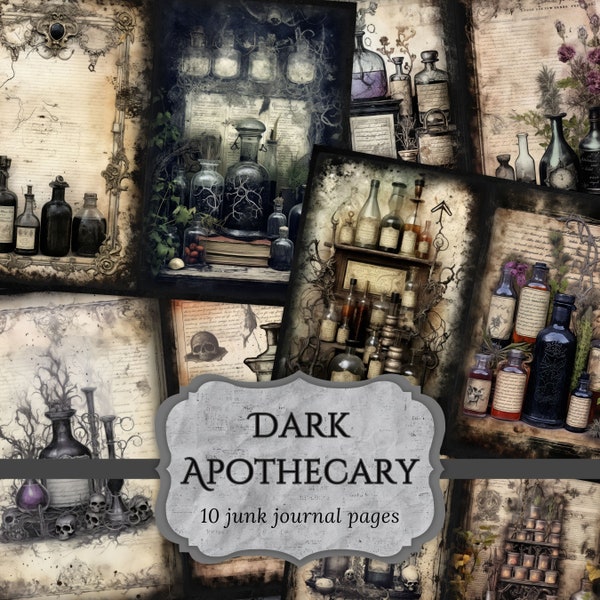 Dark Apothecary Junk Journal Pages, Mystic Potion Scrapbooking Page, Fantasy Journal Pages, Printable Paper, Collage Sheet, Digital Download