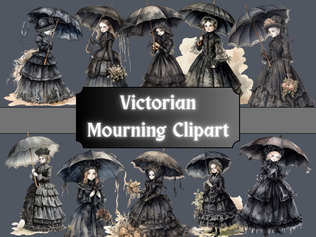 Victorian Mourning Clipart, Grieving Woman Clip Art, Dark Fantasy Girl