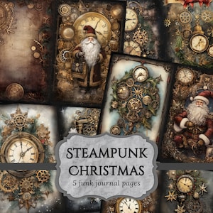 Steampunk Weihnachten Junk Journal Seiten, Weihnachten Scrapbook Seite, Fantasy Journal Seite, bedruckbares Papier, Collage Sheet, digitaler Download