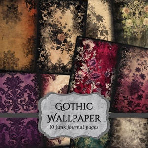 Gothic Wallpaper Junk Journal Seiten, viktorianische Scrapbook Seite, Dark Fantasy Journal Seiten, druckbares Papier, Collage Sheet, digitaler Download