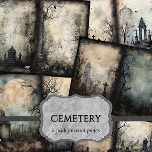 Cemetery Junk Journal Pages Eerie Gothic Victorian Scrapbook Dark Page Vintage Journal Pages Printable Paper Collage Sheet Digital Download