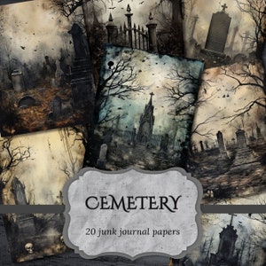 Cemetery Junk Journal Papers, Eerie Gothic Victorian Scrapbook, Dark Page Vintage Journal Pages, Printable Collage Sheet, Digital Download
