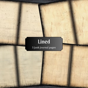 Lined Junk Journal Pages, Blank Scrapbook Page, Vintage Journal Pages, Neutral Printable Paper, Collage Sheet, Digital Download