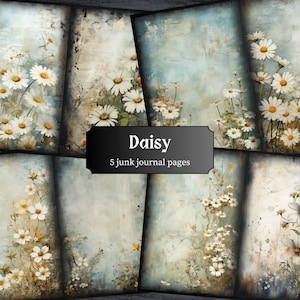 Daisy Junk Journal Pages, Daisies Victorian Pages, Floral Journal Pages, Flowers Botanical Printable Paper, Collage Sheet, Digital Download