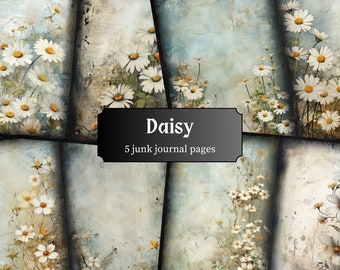 Daisy Junk Journal Pages, Daisies Victorian Pages, Floral Journal Pages, Flowers Botanical Printable Paper, Collage Sheet, Digital Download