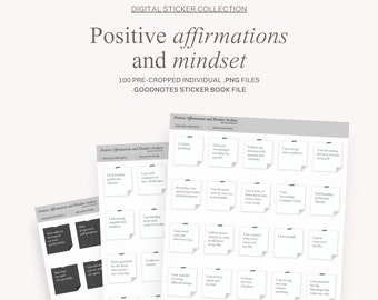 Affirmationsklistermärken: Goodnotes citat om mental hälsa (digitalt)