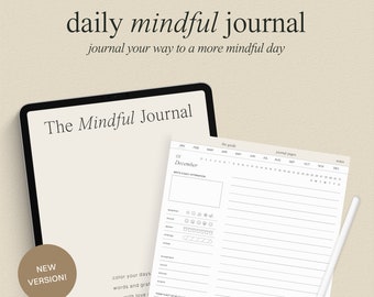 Minimalistisch dagelijks digitaal dagboek, digitaal dagboek, mindfulness dagboek, digitaal wellness dagboek voor Ipad, Goodnotes Notability Journal