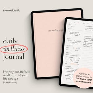 Wellness Journal, Digital Daily Journal Goodnotes, Digital Diary, Mindfulness Journal Prompts, Gratitude Self Care Journal, Meal Tracker