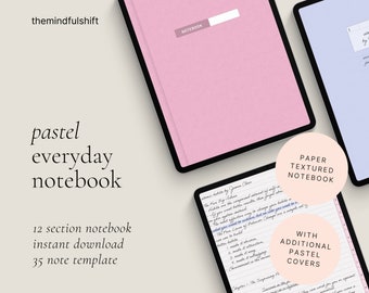 Digital Notebook for Students - Digital Notebook with Tabs - Hyperlinked Notebook for Ipad Goodnotes Notability - Minimalist Paper Textured