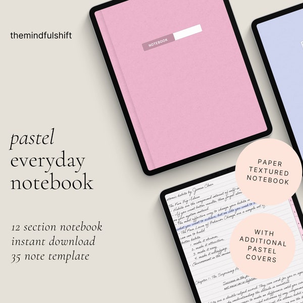 Digital Notebook for Students - Digital Notebook with Tabs - Hyperlinked Notebook for Ipad Goodnotes Notability - Minimalist Paper Textured