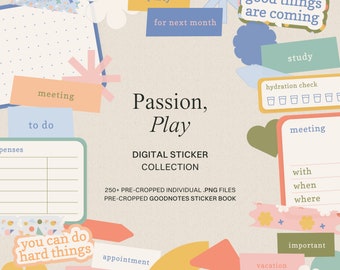 Digital Planner Stickers: Everyday Labels, Positive Quotes (Goodnotes Sticker Book