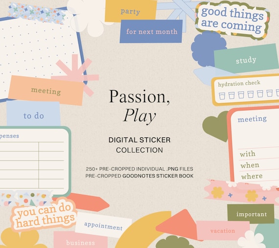 Digital Planner Stickers: Everyday Labels, Positive Quotes (Goodnotes Sticker Book