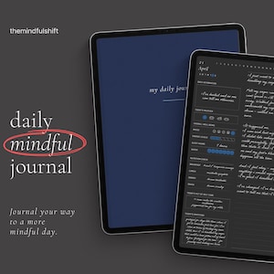 Dark Mode Digital Daily Journal: Wellness Planner, Goodnotes Template (PDF)