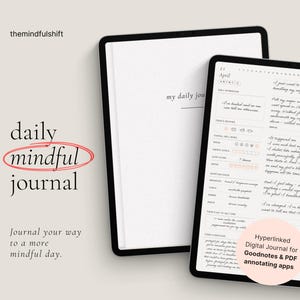 Minimalist Daily Digital Journal, Digital Diary, Mindfulness Journal, Digital Wellness Journal for Ipad, Goodnotes Notability Journal