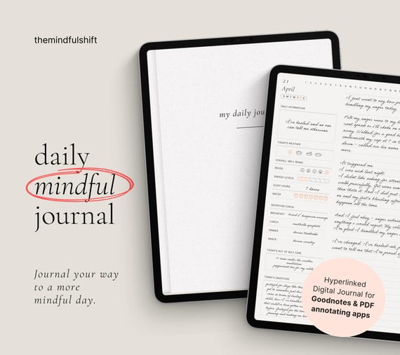 Minimalist Daily Digital Journal, Digital Diary, Mindfulness Journal, Digital Wellness Journal for Ipad, Goodnotes Notability Journal