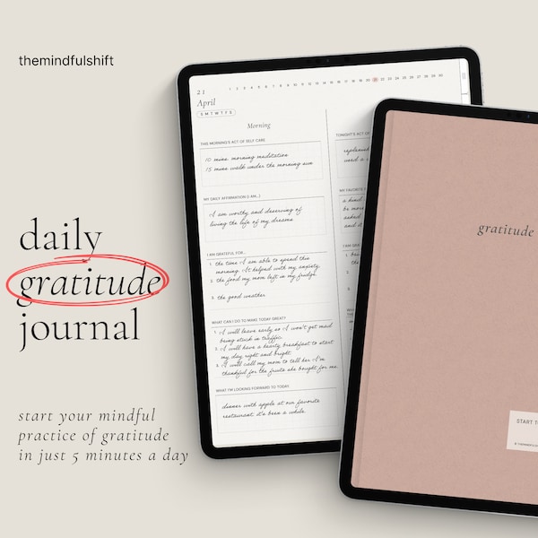 Diario de gratitud, Diario digital para Goodnotes, Diario de Ipad, Planificador de diario digital, Diario de amor propio de salud mental
