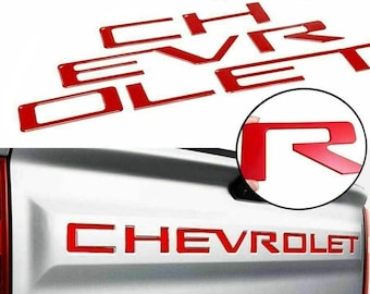 Tailgate Insert Letters for Silverado 2019-2026 Model Raised Emblem Decal, Truck Rear Accessories, Matte Red
